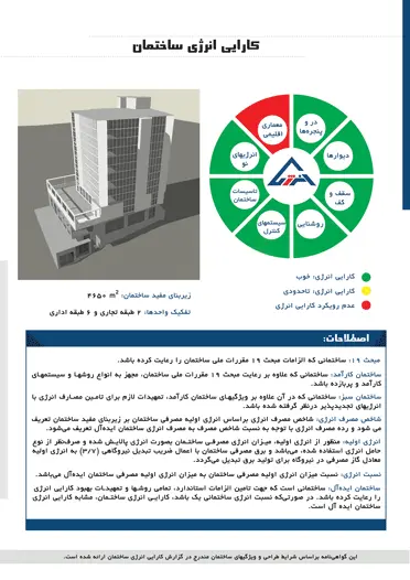 گواهی نامه برچسب انرژی ساختمان
